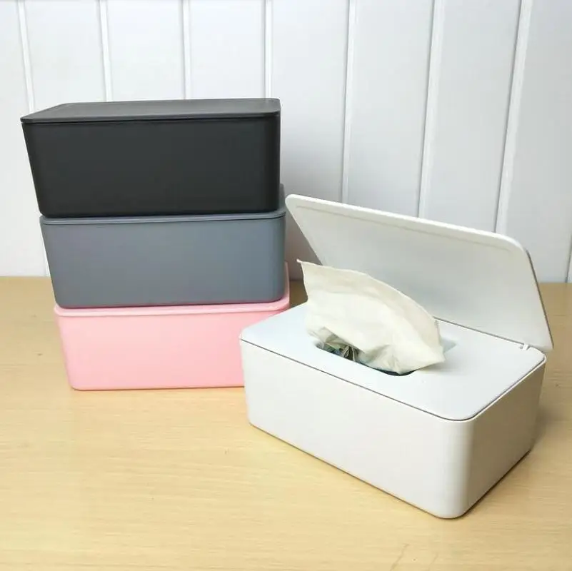 18 Colors Wet Tissue Box Dust-proof Seal Baby Wipes Paper Storage Box Dispenser Holder with Lid Household Tissue Storage Box