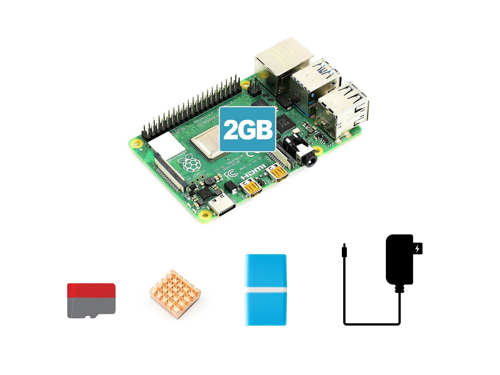 Оригинальный Raspberry Pi 4 Model B 2 Гб ОЗУ поддерживает два выхода 4K двухдиапазонный Wi Fi