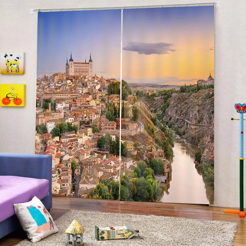 На заказ любой размер 3D шторы современное городское здание за окном декорации