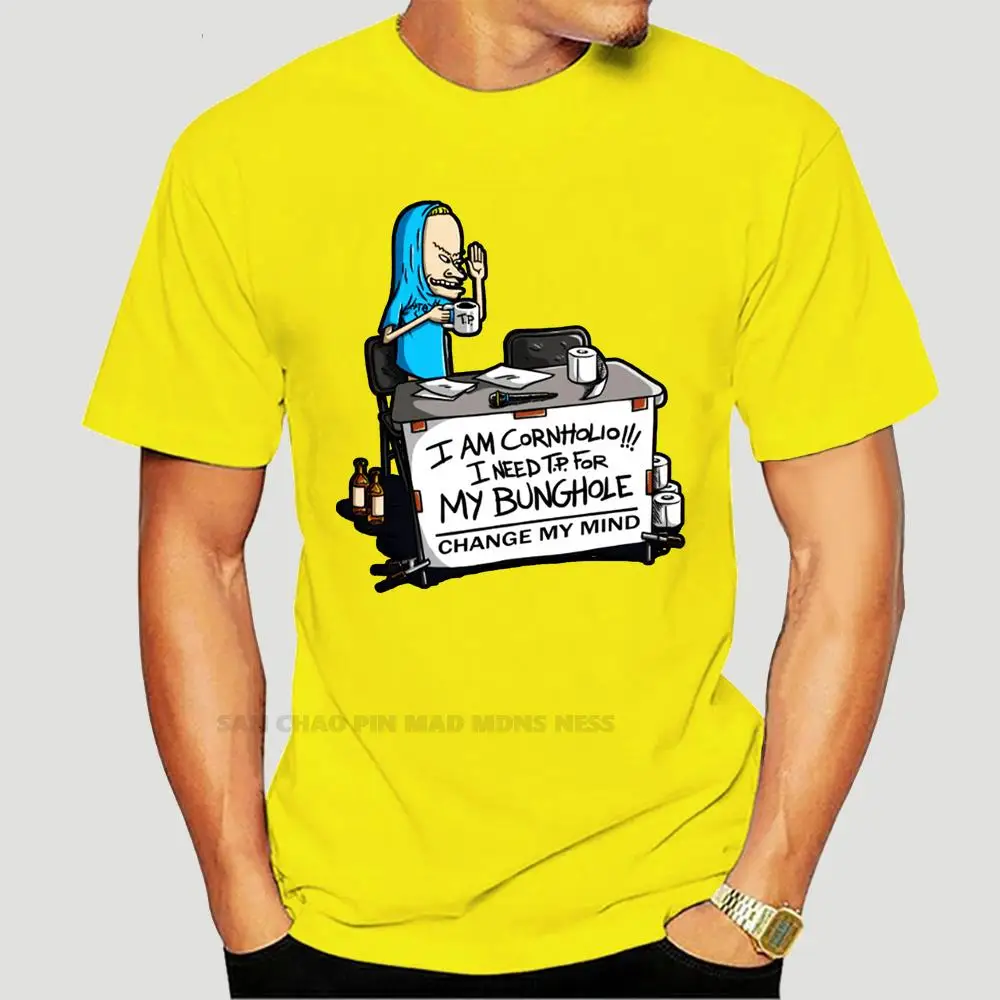 

Модная удобная мужская и женская футболка Beavis и ButtHead DIY, хлопковая рубашка с круглым воротником I AM CORNHOLIO из аниме 5933X