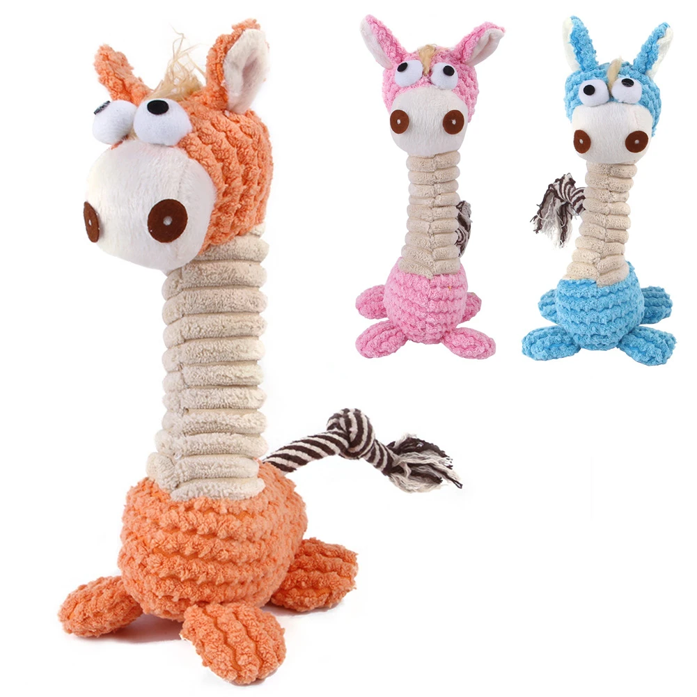 

Cute Plush Squeak Toy Dog Chew Squeaky Whistling Involved Squirrel Toys Cartoon Stuffed Animal Pet Molar Biting Clean Teeth Toys