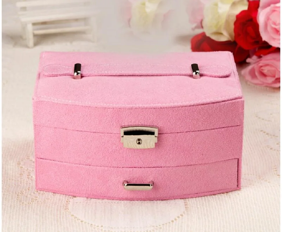 

New Rectangular Sector Mirrored Jewelry Organizer Box Double Layers Earring Ring Necklace Storage Case Women Gift 2021