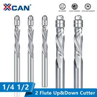 xcan milling cutter updown cut cnc router bit 14 12shank 2 flute compression wood end mill with bearing carbide milling tool