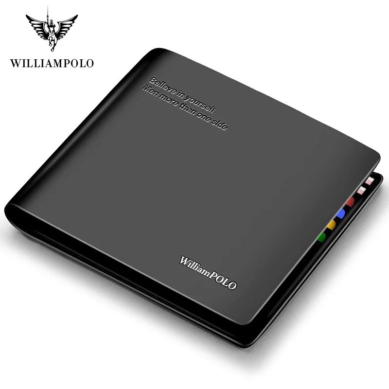 WILLIAMPOLO короткий кошелек мужской тонкий двойной чехол для кредитных карт из