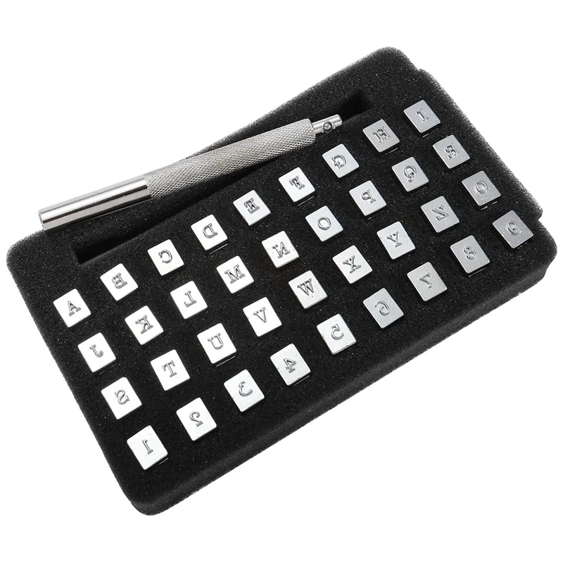 

36Pcs Leathercraft Metal Letter and Number Stamps Punch Set Tool, 26 Alphabet Imprinted Leather Punching Tools(3.5Mm)