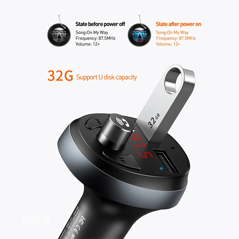 MCDODO, fm-передатчик, автомобильное зарядное устройство, светодиодный Bluetooth 4,2, громкая связь, беспроводной модулятор, автомобильный комплект, аудио MP3 плеер, двойной USB, быстрая зарядка