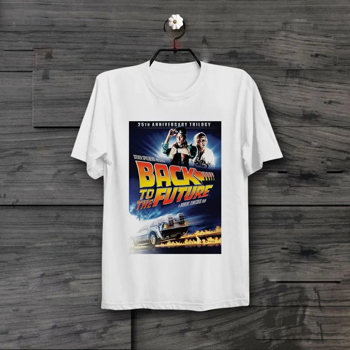 white 14 Официальный Back To The Future постер фильма футболка delorean Новые футболки Забавные футболки новые Забавные футболки унисекс Топы - Цвет: white 14
