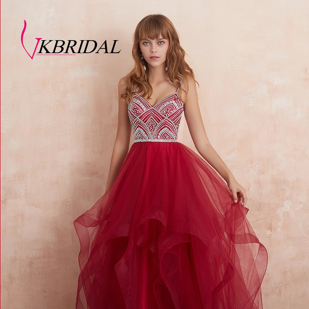 VKBRIDAL красное Многоярусное Тюлевое платье для выпускного вечера новые Бальные
