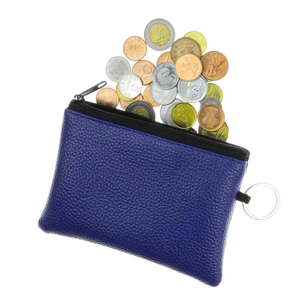 Women Men Mini Pouch Solid PU Leather Bag Small Zipper Coin Purse Card Holder Pocket Money Change Key Wallet with Ring Kids Gift | Багаж и