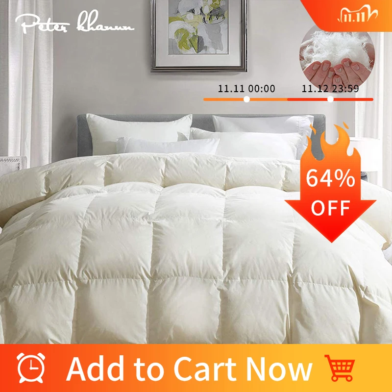 

Peter Khanun Winter Duvet 300g/m² Thick Comforter Quilt Duvet Blankets White Goose Feather Filling 100% Cotton Shell 018