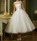 NUOXIFANG 2020 винтажное белое короткое свадебное платье без рукавов женские свадебные платья длиной ниже колена свадебное платье в горошек в стиле ретро