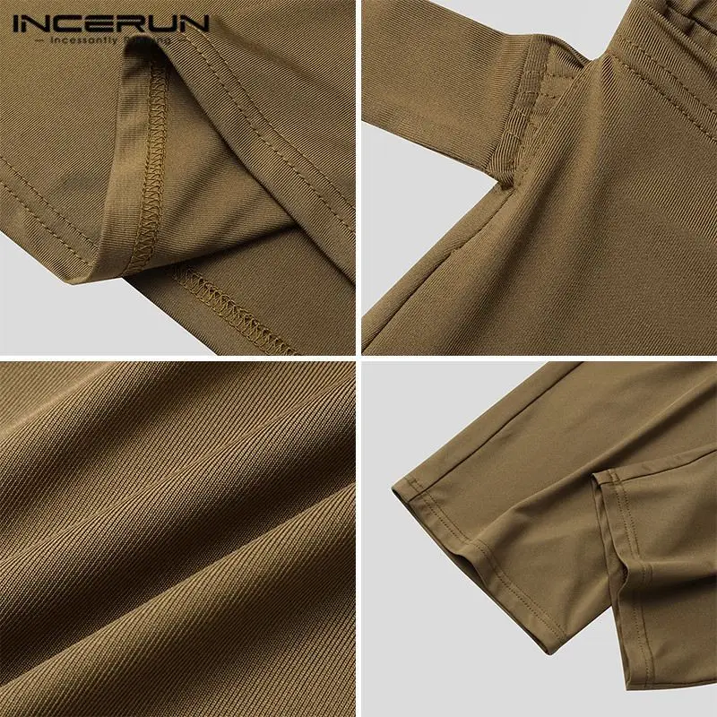 

2021 Summer Sleeveless Tank Tops Lace Up Elastic Pants 2 Pieces INCERUN Men Solid Pajamas Sets Man Leisure Homewear Suits S-5XL