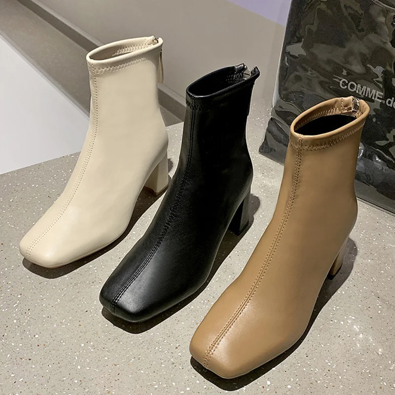 Женские короткие ботильоны на молнии зимние теплые ботинки из мягкой кожи