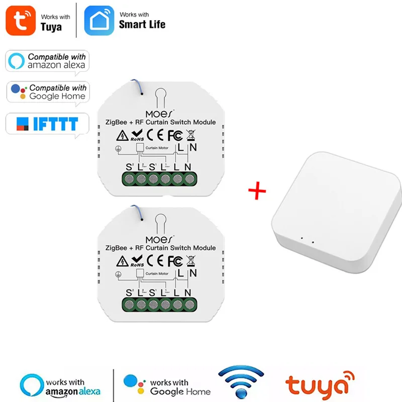 

Tuya Smart Life WiFi RF433 Blind Curtain Switch With Remote For Electric Roller Shutter Sunscreen Google Home Alexa Smart Home