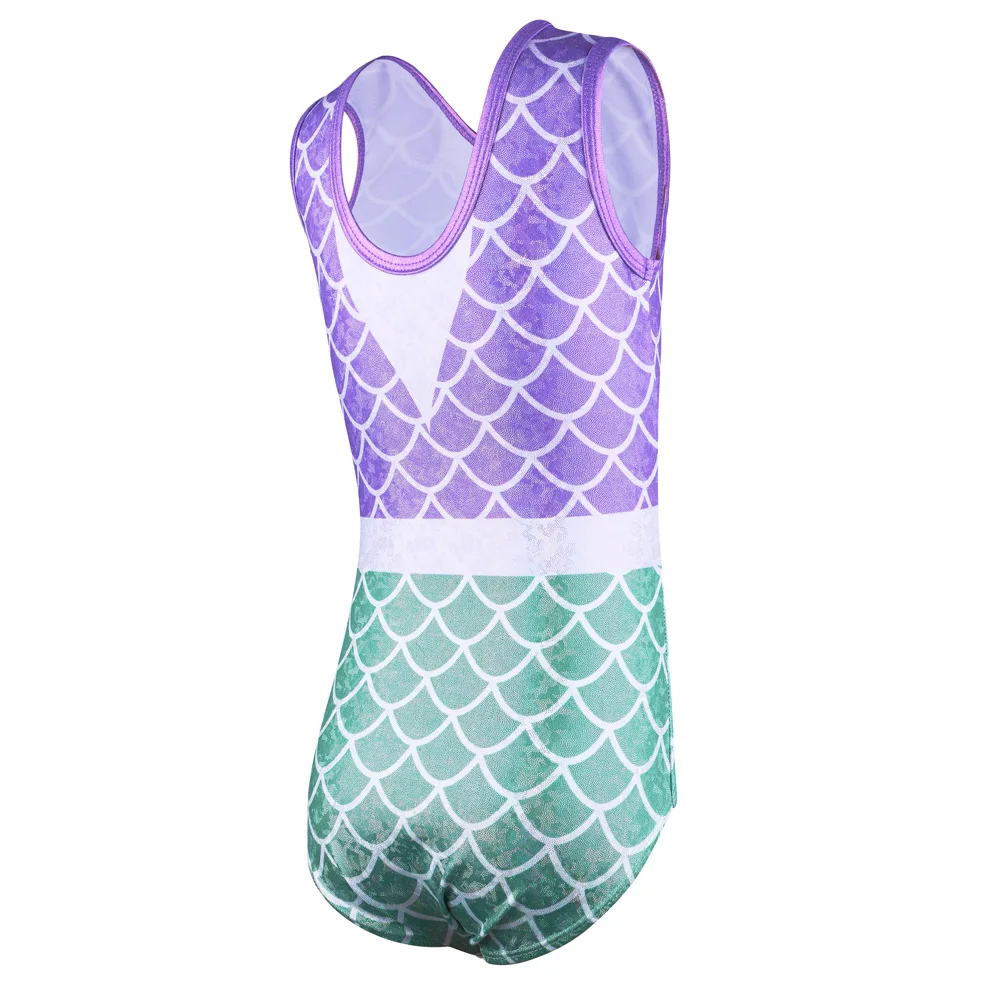 BAOHULU New 3-12 Years Girl Sleeveless Gymnastics Leotard Light Blue Fancy Sequin Ballet Leotard for Kids Ballet Dance Girl
