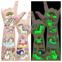 5 pcs unicorn luminous tattoo stickers waterproof face arm leg tattoo sticker for boys girls birthday party decor supplies