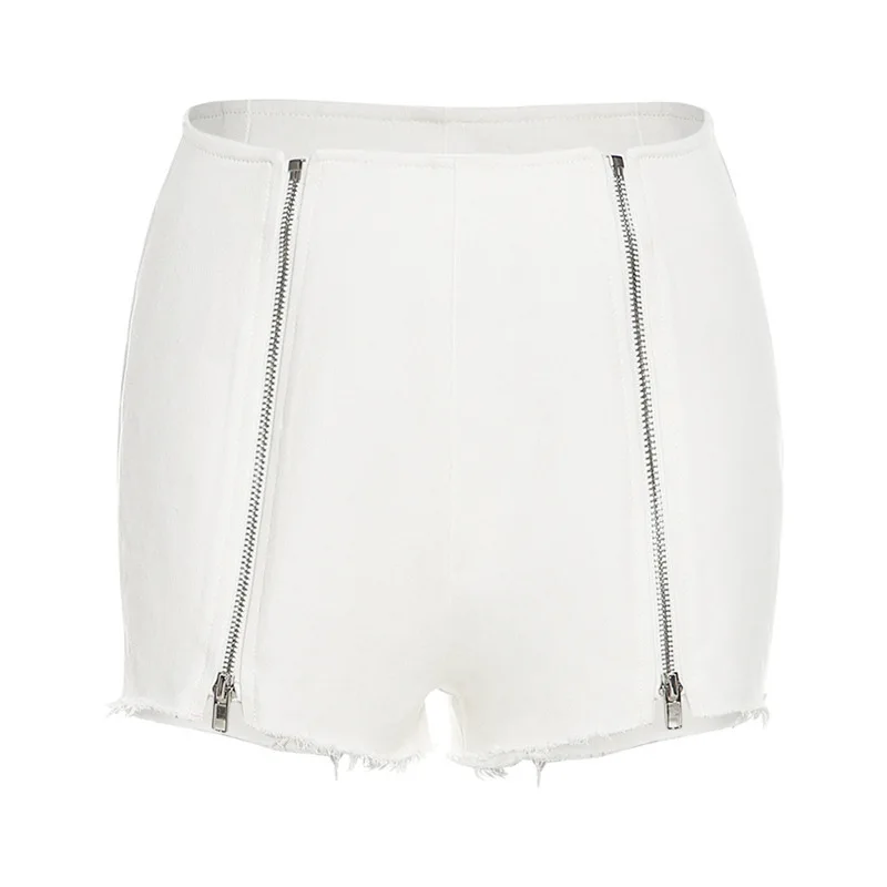 

2021 Summer Women's New Solid Color High Waist Pocket Zip Sexy Casual Shorts