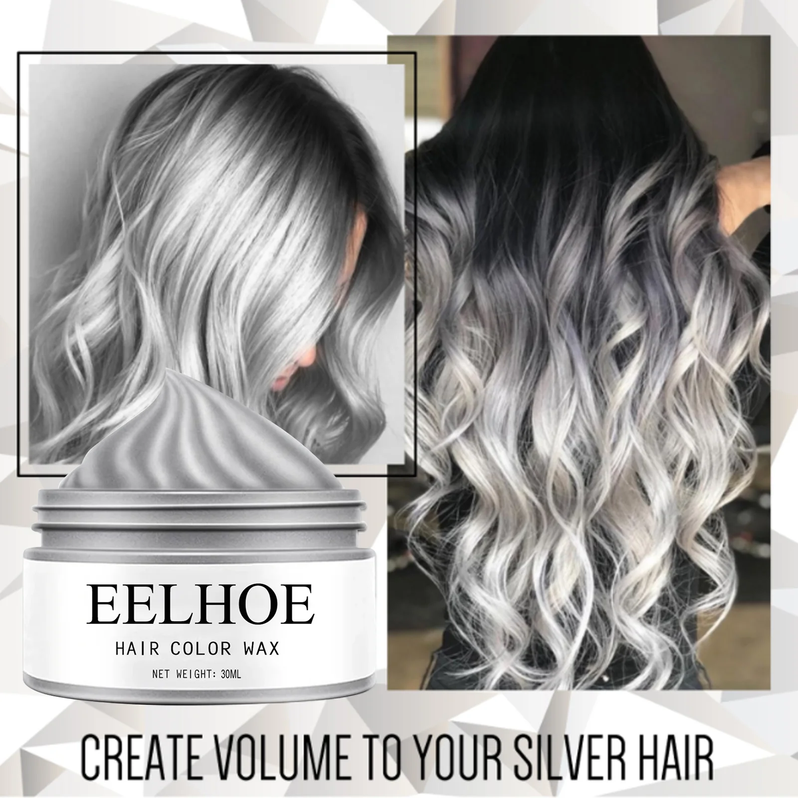 Краска для волос воск укладки Серебряная грязь серые одноразовые натуральные