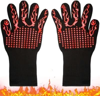 1 pair heat resistant kitchen oven mitts pot holder bbq grill gloves oven mitt for barbecue baking welding fireplace cutting