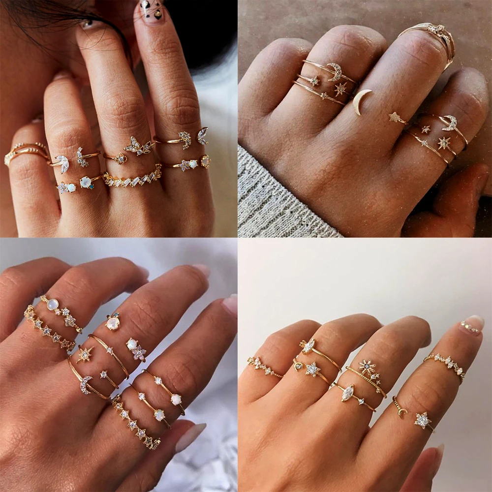 Богемное регулируемое геометрическое кристаллическое кольцо с опалом звездой