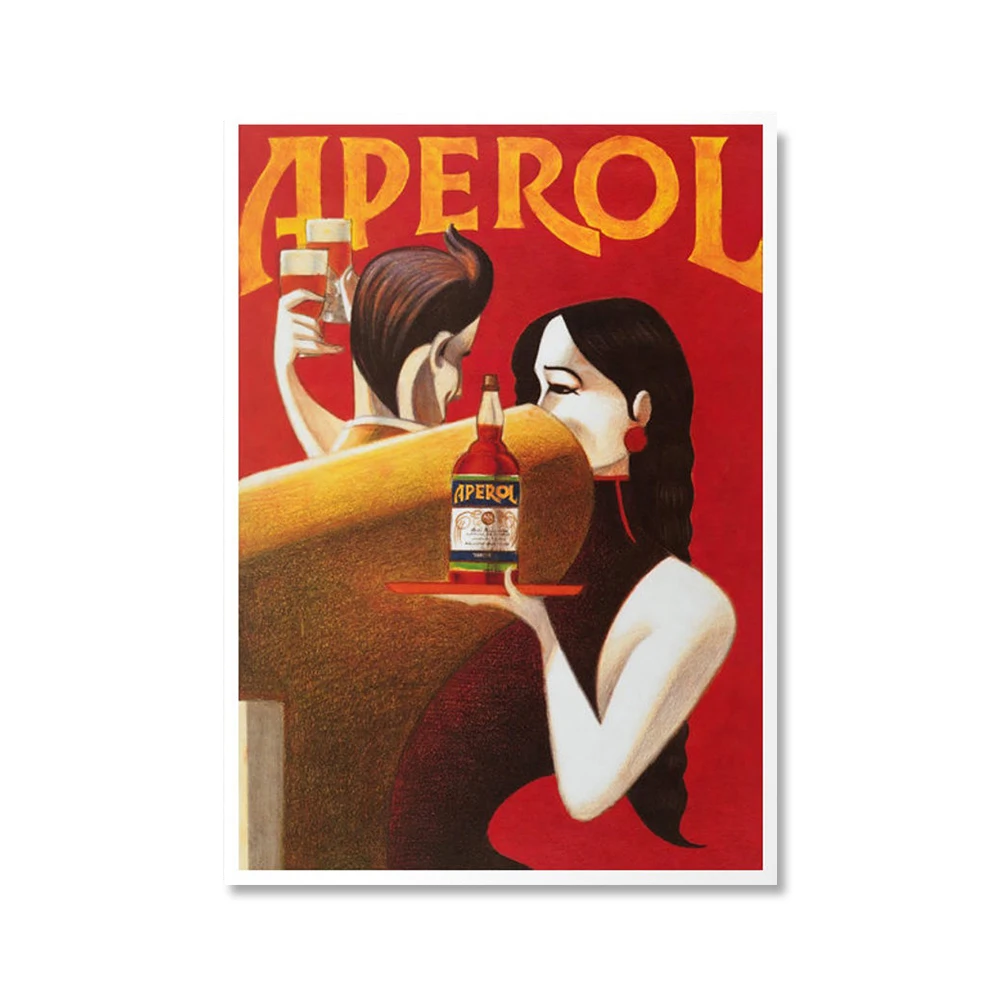 Couple Dancing Poster Vintage Aperol Canvas Painting Abstract Art Print Bar Carnival Party Wall Picture Living Room Home Decor |