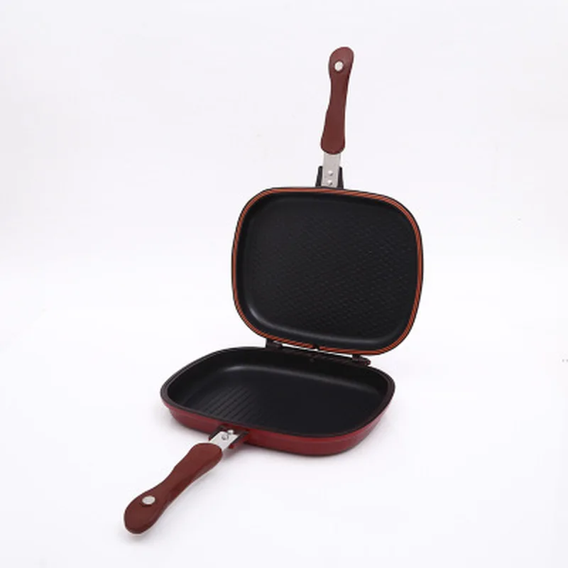 

1PC Double-sided grill frying pan square shape non-stick pan baking steak frying pan 28cm kitchen cooking tool