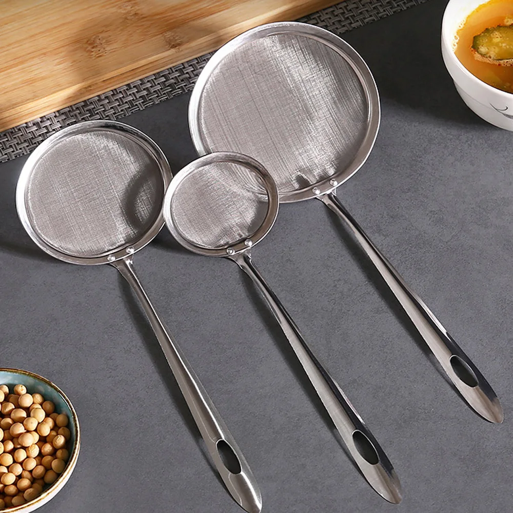 

Multi-functional Filter Spoon Stainless Steel Fine Mesh Wire Oil Skimmer Strainer Fried Food Net Kitchen Gadgets Cook Tool