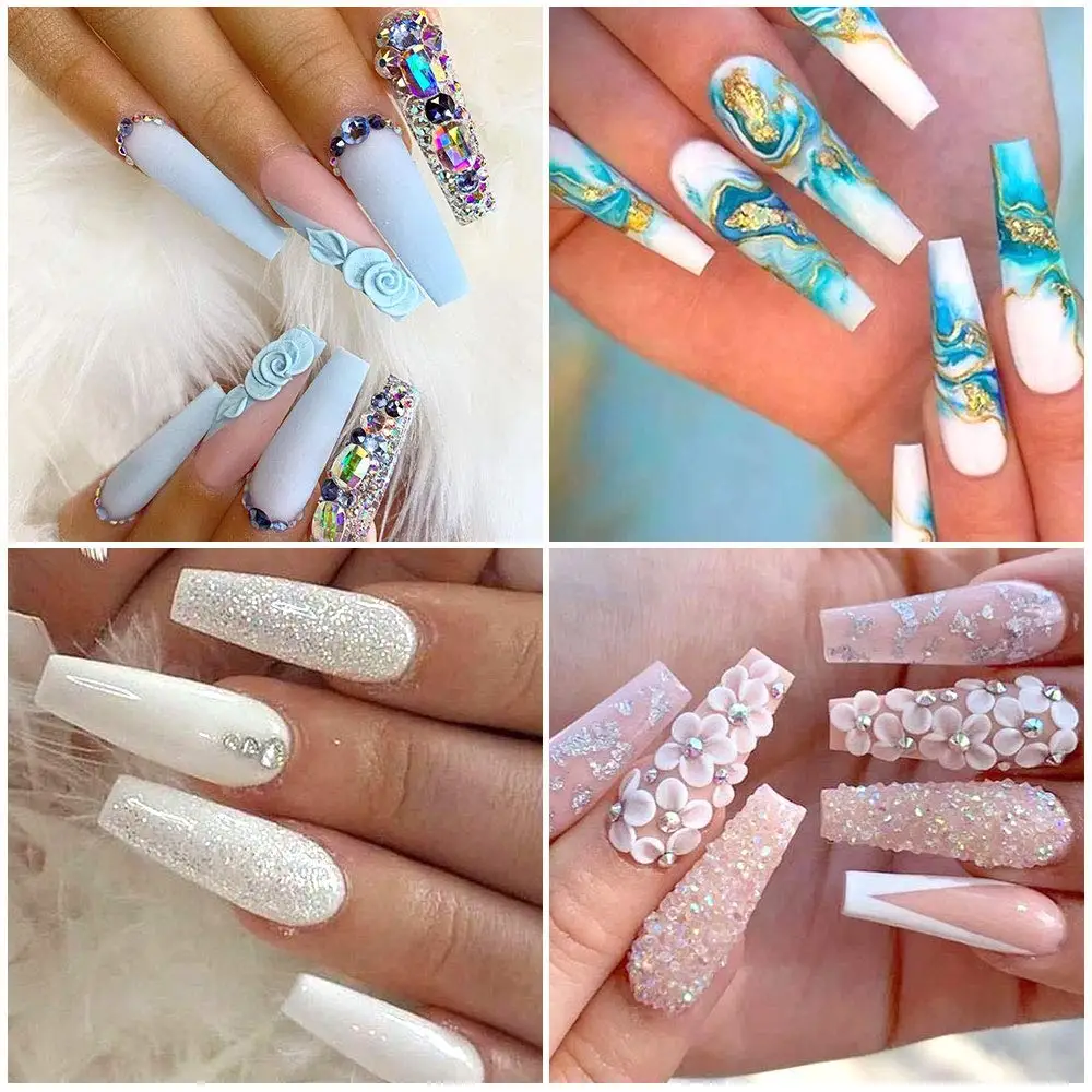 

Clear Coffin Nail Tips and Glue - 500pcs Short Nail Tips Half Cover Nail Tips with 5pcs Nail Glues Nail File and Nail Clipper