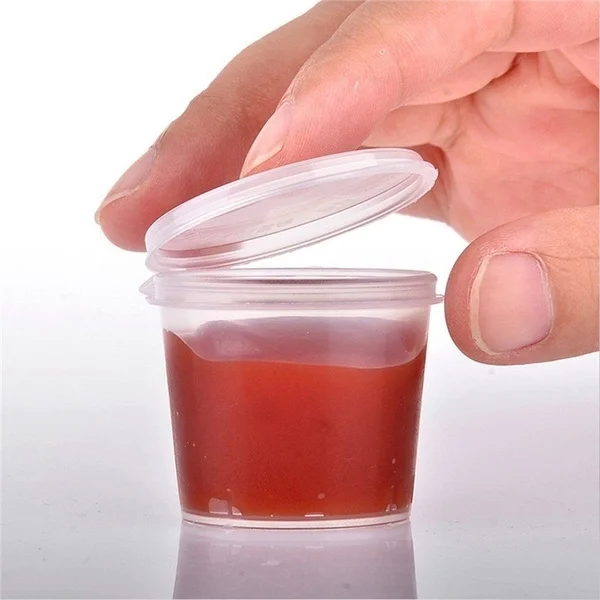 

30/20/10Pcs Small Plastic Sauce Cups Food Storage Containers Clear Boxes + Lids