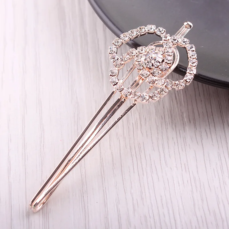 

Fashion New full diamond word clip simple hairpin Hair Clip Pin Metal Geometric Alloy Headdress Woman Hair Accessories