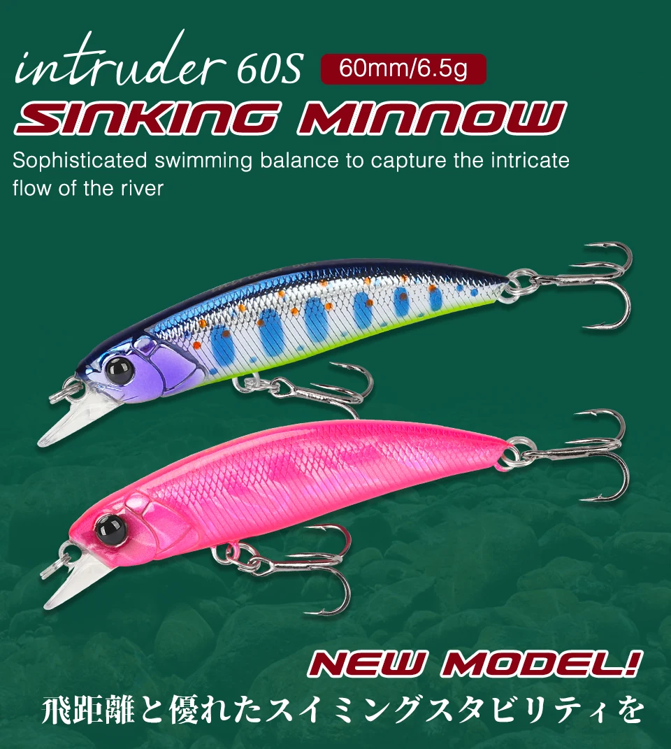 

TSURINOYA 3PCS NEW MINI Sinking Minnow Fishing Lure 60mm 6.5g Artificial Hard Baits Trout Pike Bass Jerkbait Wobbler Tackle