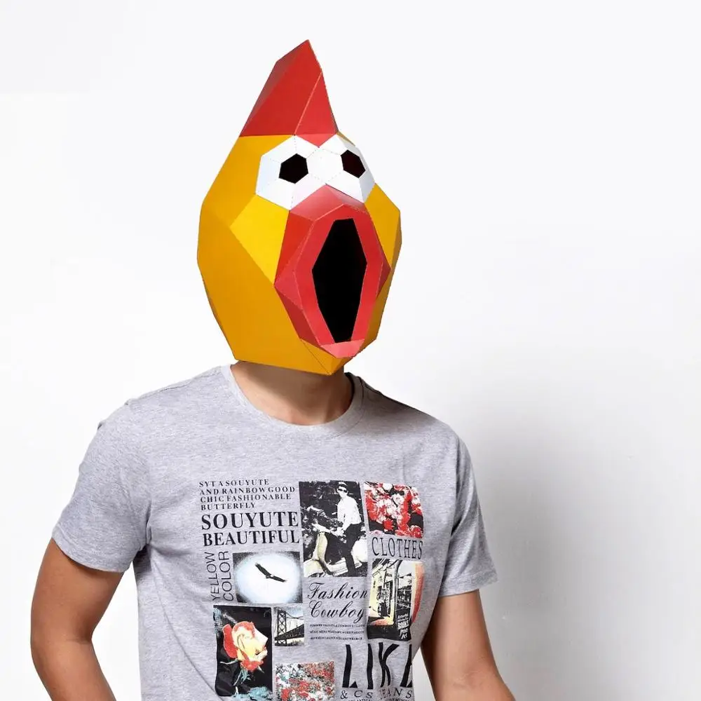 

Paper Mask 3d Shrilling Chicken Costume Cosplay DIY Paper Craft Model Mask Christmas Halloween Prom Party Gift