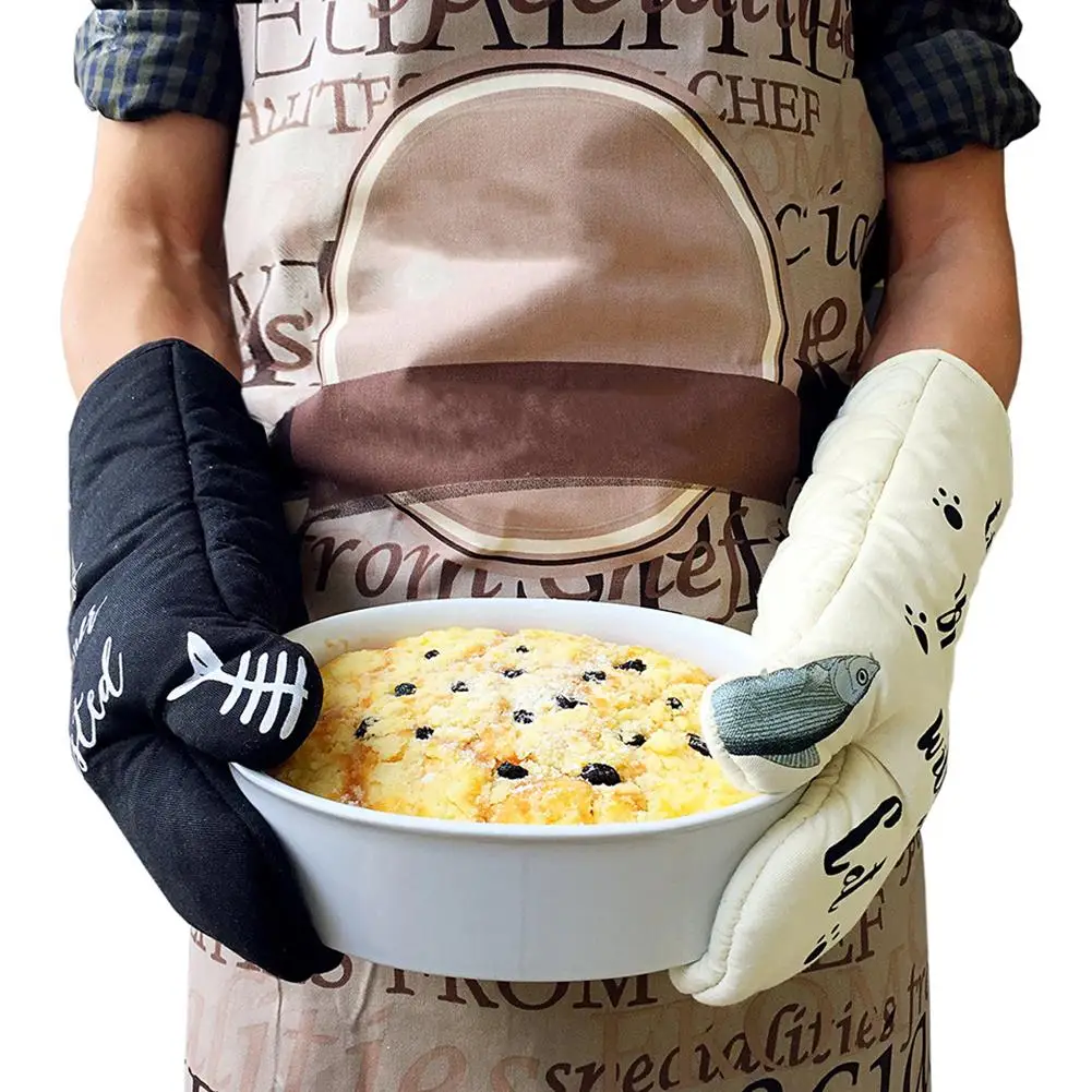 

Microwave Glove Potholder Bakeware Heatproof Mitten Cotton Oven Mitts Non-slip Glove Thickening for BBQ for Kitchen Oven Gloves