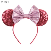 cute sequins mouse ears headband glitter 5bow party festival hairband for girlwomen diy hair accessories mujer