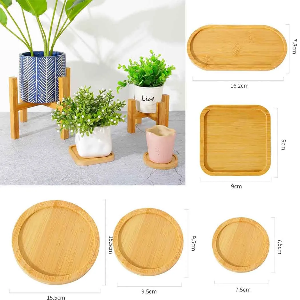 

2022Flowerpot Base Gardening Supplies Round Square Bamboo Tray Gift Home Decoration Planters Pot Stander