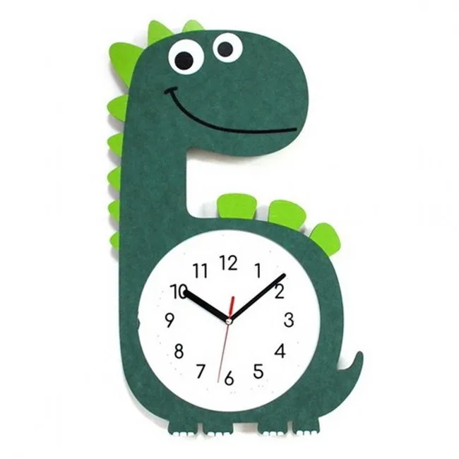 

Dinosaur Cartoon Wall Clock Simple Silent Kids Art Wall Clock Living Room Wood Design Zegary Na Sciane Animal Home Decor O60