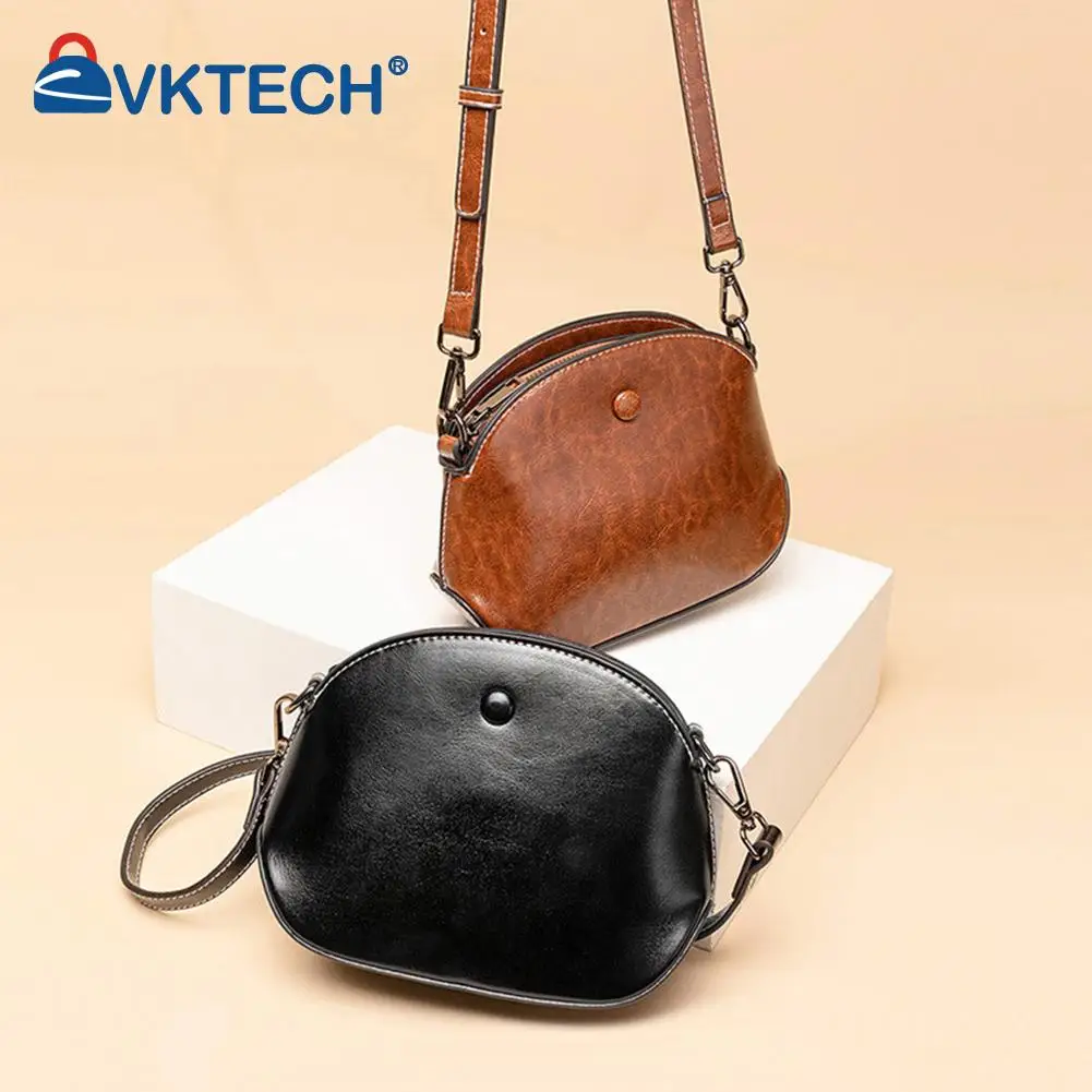

Vintage Women Wax PU Leather Solid Color Crossbody Shoulder Messenger Bag Casual Ladies Small Shell Handbags Purse Wallet