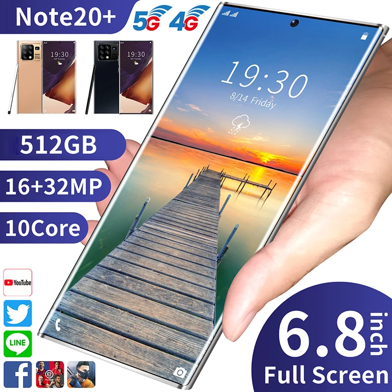 

Snapdragon 865 Galxy N20+ 6.8inch Full Display 10-Core 12GB +512GB Android Smartphones 2K Five Camera 5G LET Mobile Phone