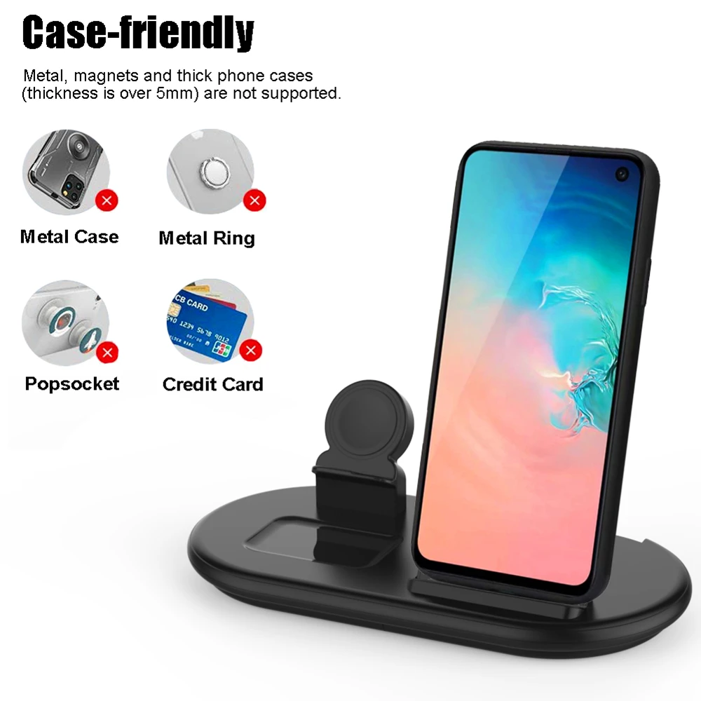 

Aikulli Wireless Charger Qi Charge Stand for Samsung Galaxy Buds S8 S9 S10 S20 Plus Note 9 10 For Iphone 11 X XS XR Watch 6 5 4