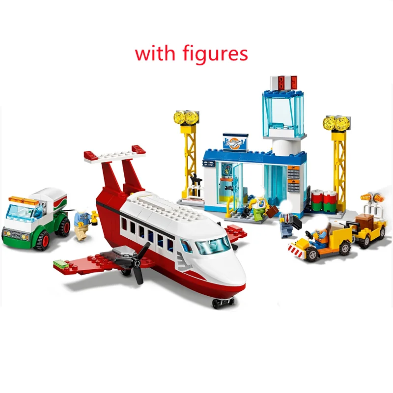 

322pcs Center Airport Building Block Bricks City Series 60261 Airplane Assembled Model Boys Toys for Children Christmas Gifts