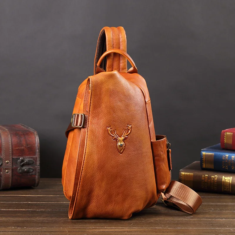 Винтажная Подлинная Мужская нагрудная сумка Leatehr мессенджер модная повседневная