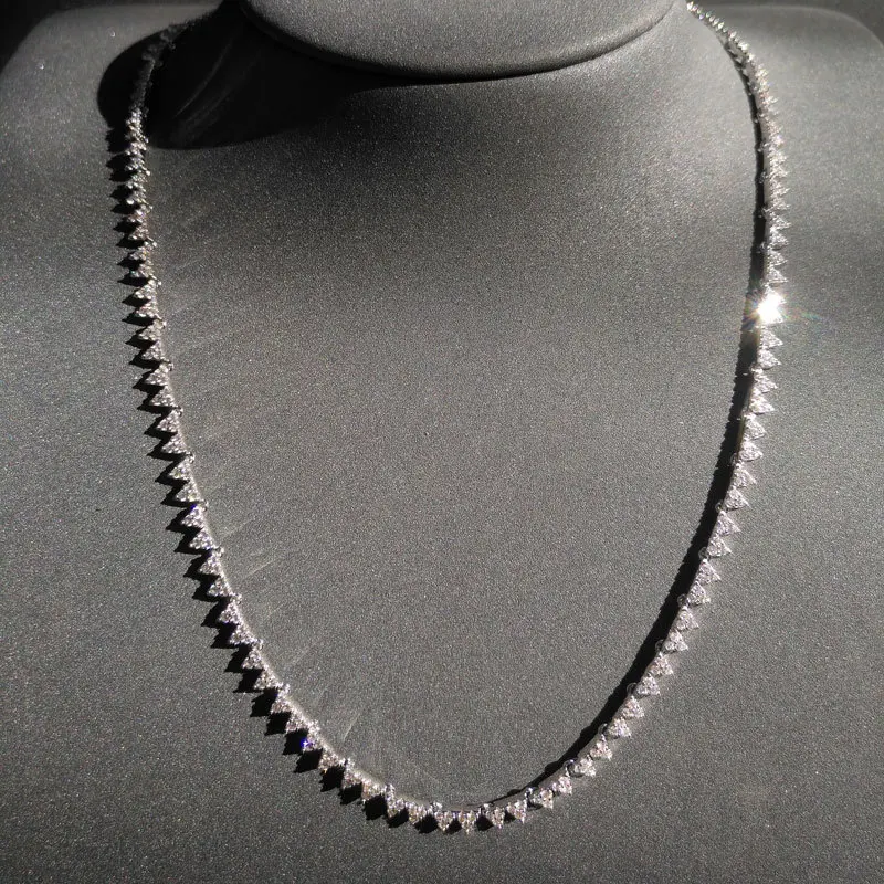 

Crystal Luxury Necklace S925 Sterling Silver Collar Silver Triangle Necklace Cold Wind Personality Brand 1:1 Punk Style Jewelry