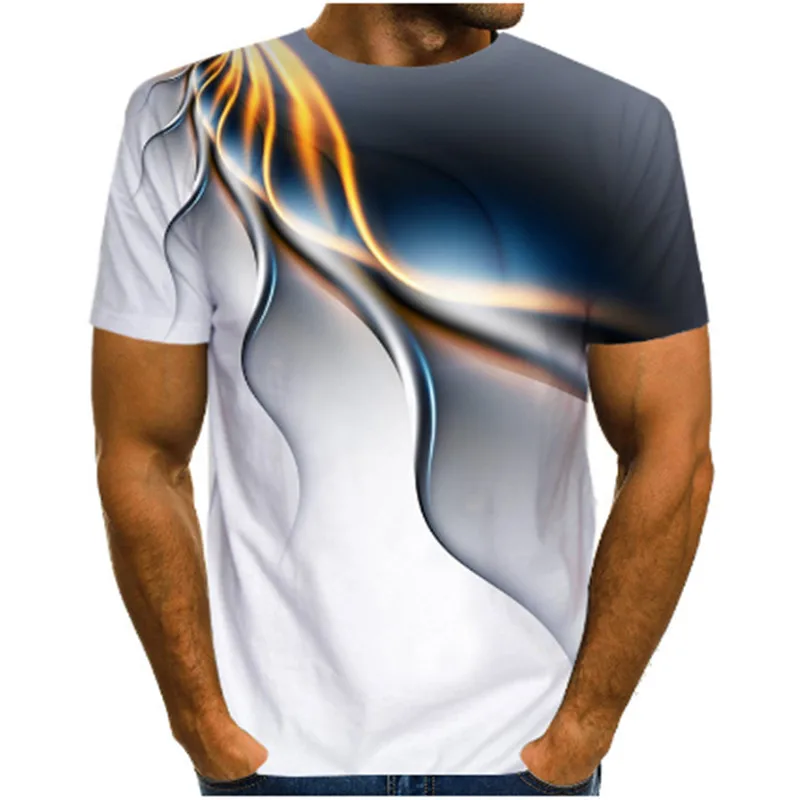 

2021 Summer Men and Women Irregular Spiral 3D Printed Leisure Breathable Short Sleeve Outdoor Daily Sports T-Shirt XXS-4XL