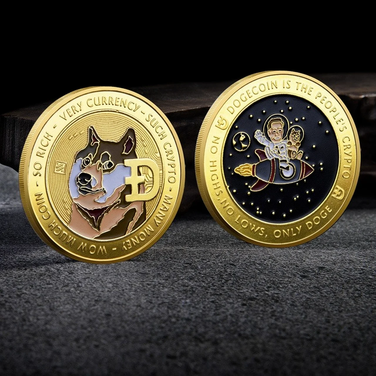 

NEW Doge Coin Shiba Inu Coin Space Double-sided Paint Embossed Commemorative Coin Digital Virtual Coin Collection Gift