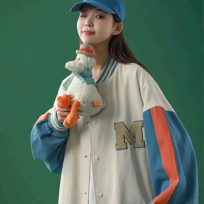 

Women's jacket spring and autumn women's tide jacket baseball uniform female stitching student loose top