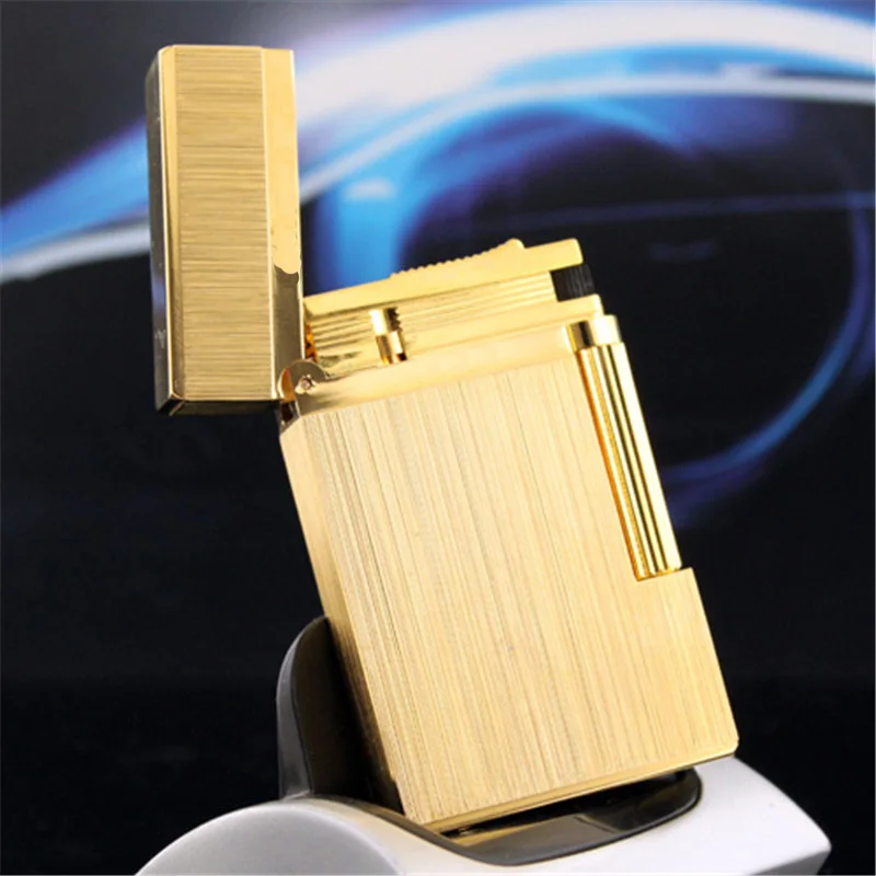 014 Gold Сигаретная газовая зажигалка высокого качества зажигалки для сигар многоразовые курительные инструменты пинг звук китайская краска золото серебро - Цвет: 014 Gold