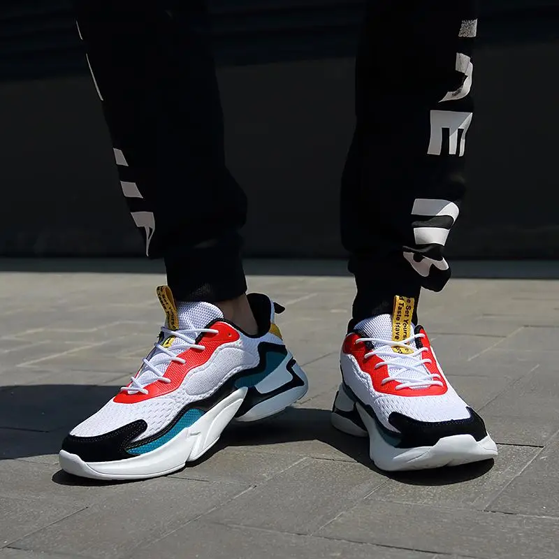 

Flying Woven Men's Running Shoes Trendy Fashion Sports Shoes Dad Shoes Wear-resistant Breathable Height Increasing Mens Sneakers