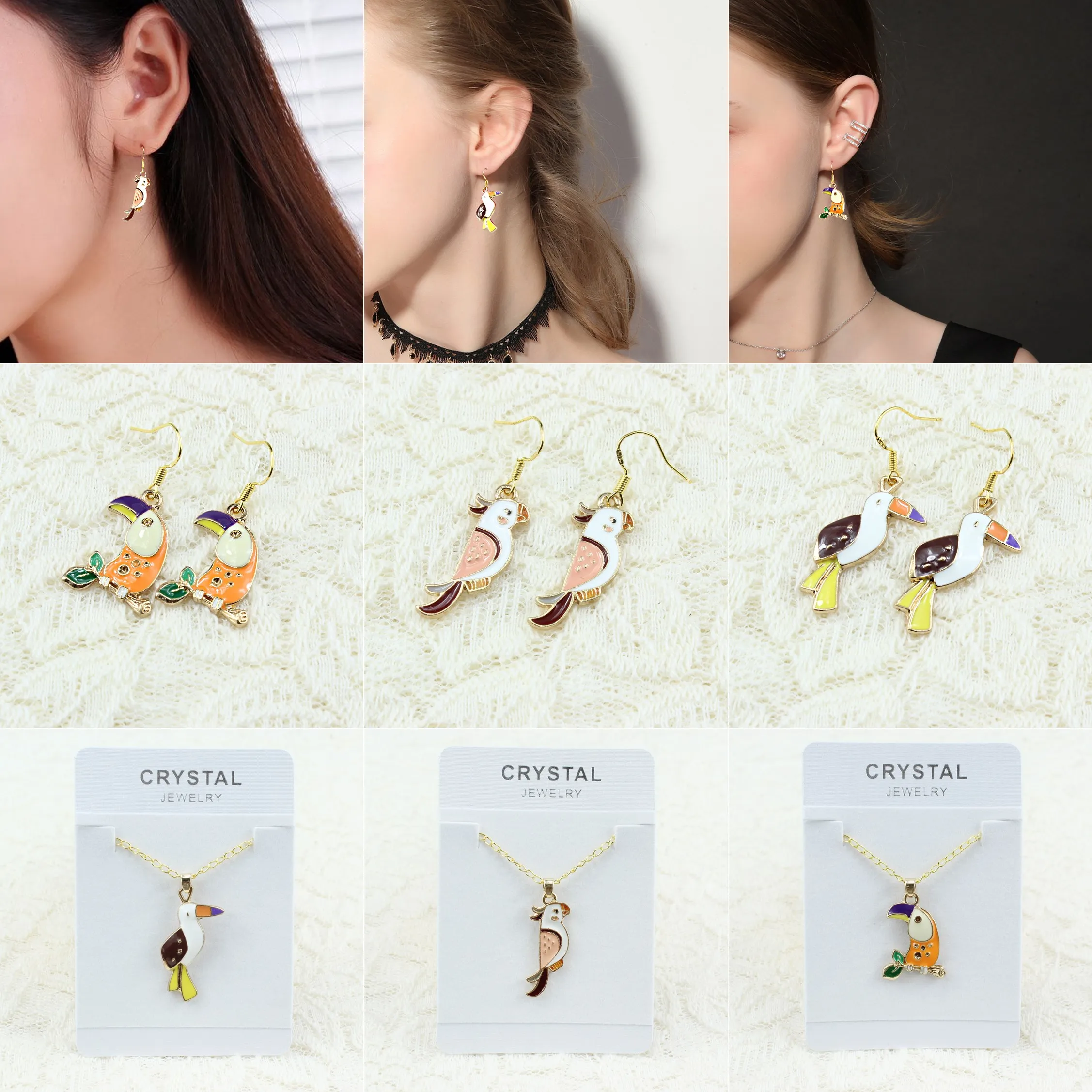 Милые ожерелья с птицей серьги чокер попугаем цепочка очаровательные женские