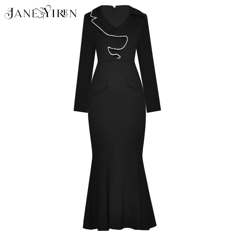 

Модное дизайнерское платье Janeyiren, весеннее женское платье с длинным рукавом и V-образным вырезом, Соблазнительные вечерние платья-русалки с ...