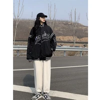 jacket women harajuku streetwear retro embroidered baseball uniform loose couple fashion letter jacket 2021 spring and autumn